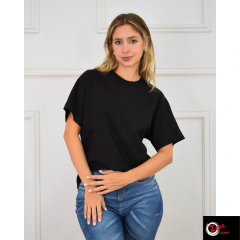 ARTICULO R1966 REMERA LISA UNISEX NEGRO Z286 TALLE S