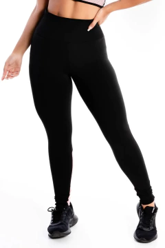 Calça Legging Preta Detalhe Tela Rose na internet