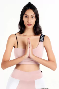 Top Cropped Fitness Alcinha Fina e Alça de Elástico Rose