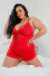 Baby Doll Helen em Liganete com Detalhes em Renda - Marsala - buy online