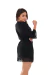 Robe Básico em Microfibra e Renda - Preto