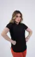 Blusa Fitness em Tule com leve Brilho Manga e gola Careca - Preta