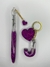 kit caneta + chaveiro pingente coração