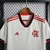 Camiseta de futebol branca do Flamengo com detalhes em vermelho e preto, da Adidas, modelo Away 22/23.