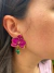 Brinco Orquídea Fúcsia e Zircônia Esmeralda - Brinco Camila - 0261 - loja online
