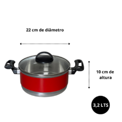 Jogo Conjunto KIt de Panela 5 Peças Rafaela Reforçado com Tampa Vidro Vermelho - loja online