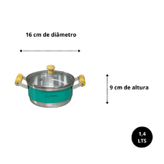 Jogo de Panela Conjunto Kit Cacarola Reforçado com 5 unidades Alça de Madeira com Tampa de Vidro Verde na internet