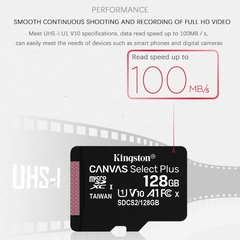 Cartão de memória micro sd kingston 32 gb 16 gb class10 uhs-1 microsdhc mini cartão sd 64 gb 128 gb microsdxc microsd para smartphone android - Alem do Olhar