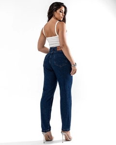 Calça Jeans Mom Feminina Cintura Alta escura - Booh Store