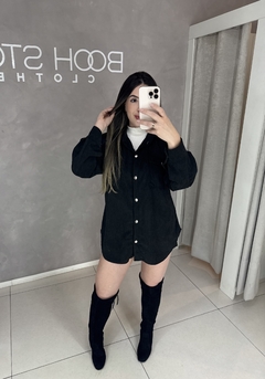 camisa shacket veludo cotelê manga longa na internet