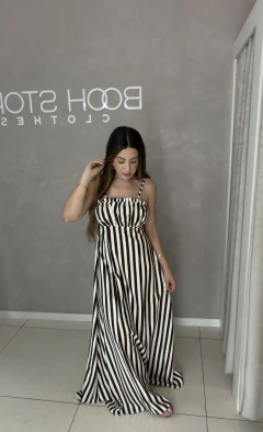 VESTIDO LISTRADO MARROM