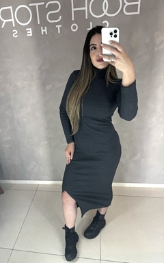 Vestido gola canelado