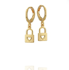 brinco argola pingente cadeado (dourado)