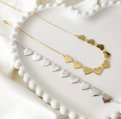 Colar choker corações (dourado)