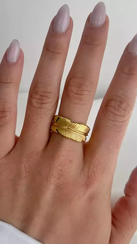 Anillo Feather | Acero Dorado