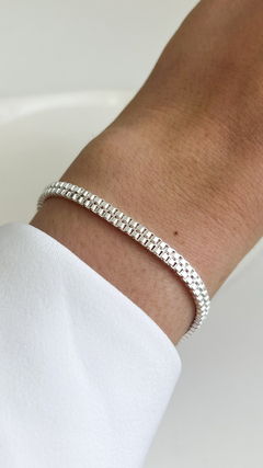 Pulsera Cuadrado Doble | Acero Blanco