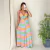 Vestido Longo salopete + Top com bojo Estampado Crepe Florença - Pepper E-commerce