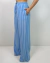 Calça Pantalona Listrada Azul e Branco