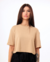 Cropped Manga Curta Bege - comprar online