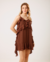 Vestido Babado Alça Fina Marrom na internet
