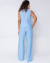 Calça Pantalona Listrada Azul e Branco