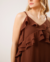 Vestido Babado Alça Fina Marrom - BALAIÊ
