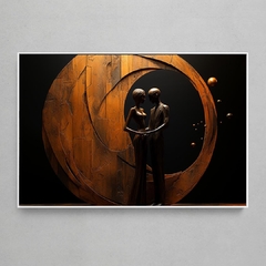 Quadro Decorativo Escultura Casal Madeira - Ellquadros Art Gallery