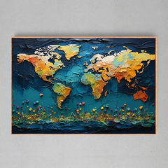 Quadro Decorativo Mapa Mundi Mar de Rosas - Ellquadros Art Gallery