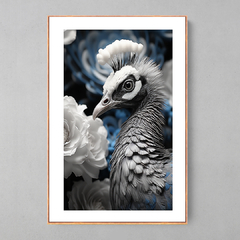 Quadro Decorativo Pavão Branco Floral - Ellquadros Art Gallery