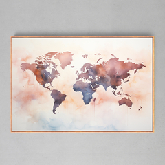 Quadro Decorativo Mapa Mundi Aquarela - Ellquadros Art Gallery
