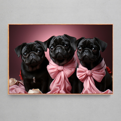 Quadro Decorativo Filhotes de Pug - Ellquadros Art Gallery