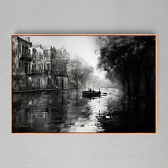 Quadro Decorativo City Boat Black White - Ellquadros Art Gallery
