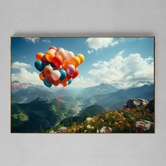 Quadro Decorativo Balões Coloridos nas Montanhas - Ellquadros Art Gallery