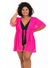 Kimono Mesh Curto Plus Size Rosa