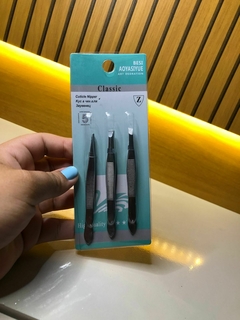 Kit Pincas Reta Chanfrada Fina Design Sobrancelha