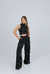 Cropped Gola Alta Malha Alfaiataria Risca Giz - loja online