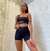 Short Preto Recorte Acetinado Lateral - TWO ONE FITNESS