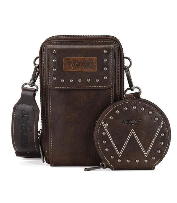 Bolso Wrangler Para Celular y Monedero en Kit Cafe Oscuro WG48S-270CF