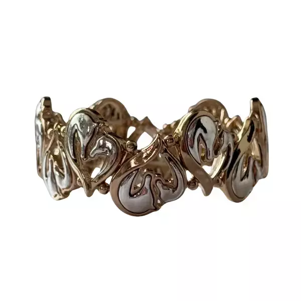 PULSERA KBALLO 2 CABALLOS CORAZON DORADO Y PLATEADO