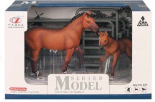 JUGUETE MODEL SERIES CABALLO CON POTRILLO Y CORRAL COLORADO