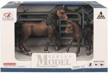 JUGUETE MODEL SERIES CABALLO CON POTRILLO Y CORRAL CAFE