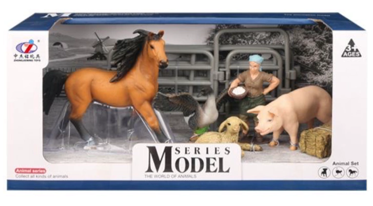 JUGUETE MODEL SERIES GRANJERO ANIMALES Y CABALLO BAYO