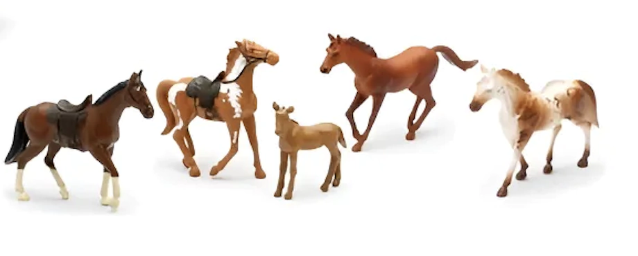JUGUETE SET NEW RAY COUNTRY LIFE 1:43 CABALLOS 4 CABALLOS 1 POTRILLO CON MONTURA