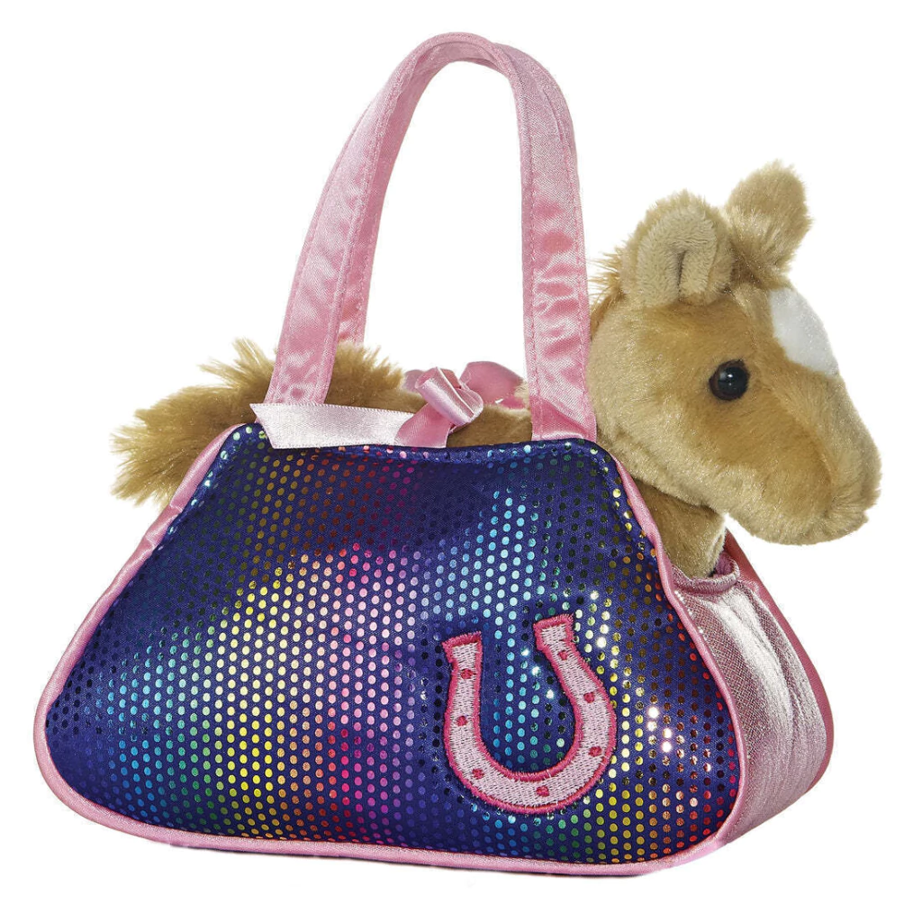 Bolso Peluche Porta Caballo Pequeño Rosa Betset Pony