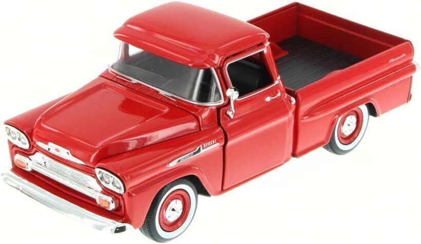 JUGUETE CAMIONETA A ESCALA MOTORMAX 1:24 CHEVY ROJA APACHE FLEETSIDE PICKUP