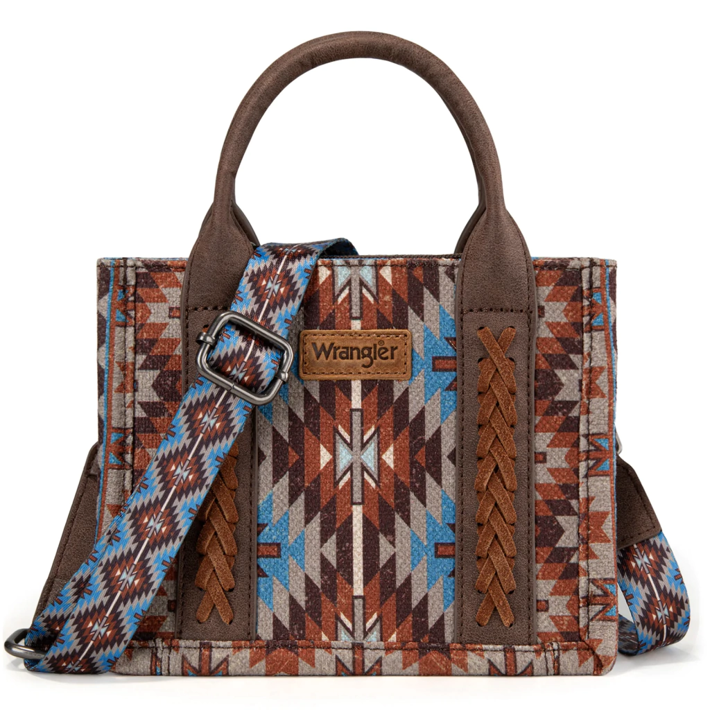 Bolso Wrangler Mini Tote Bag Azteca Checotah Café Azul WG2213-8866SCF
