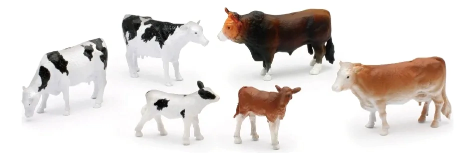 JUGUETE SET NEW RAY COUNTRY LIFE TOROS Y BECERRROS PINTO NEGRO