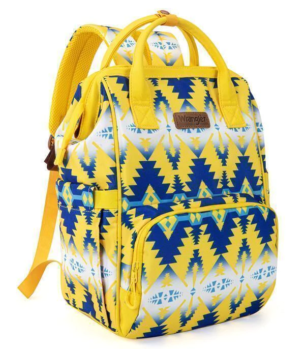 Bolso Mochila Pañalera Wrangler Amarillo Azul WG2204-911OYL