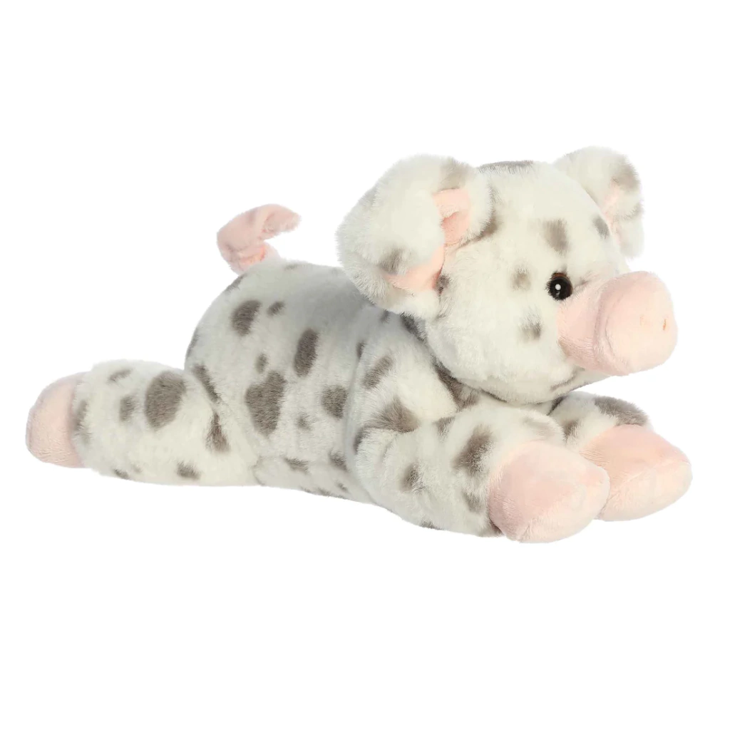 Peluche Fino Puerquito Moteado Blanco Gris 30 Cm