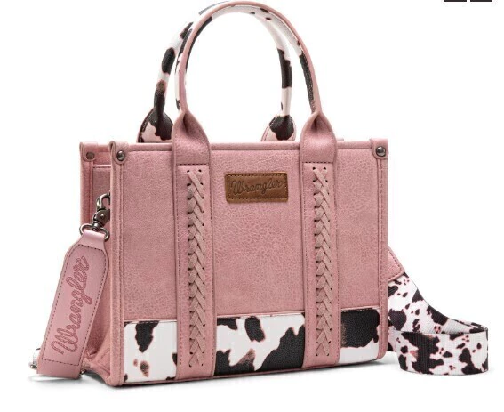 Bolsa Wrangler Tote Bag Tipo Piel Rosa Base y Asa Print Vaca WG102-8120SHPK